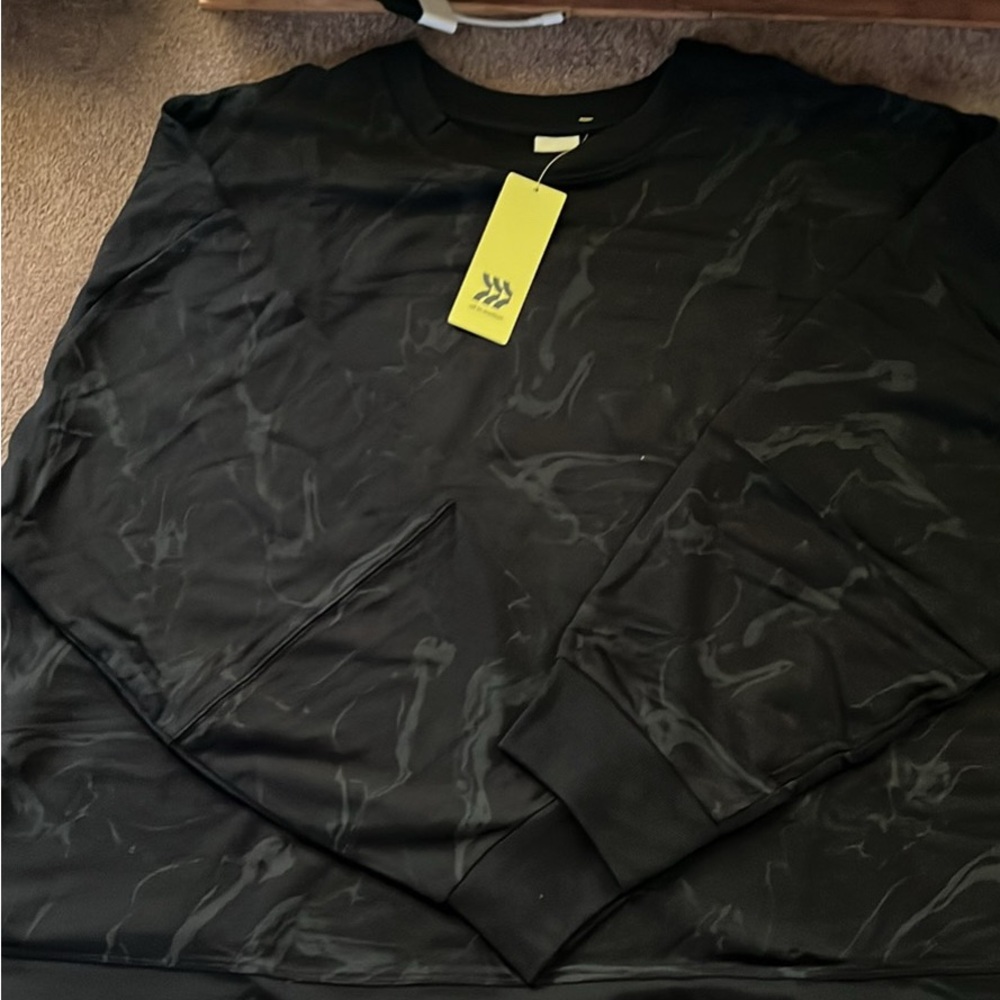 Black Men's or womens marble print sweat Shirt Sz 3XL
